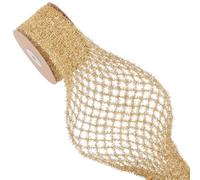 CRAFTMELODY 2 Rolls 10 Yards Golden Mesh Ribbon 2-1/4 Inch Sparkling Gold Glitter Mesh Wired Ribbon Stretchable Glitter Christmas Ribbons for Christmas Tree Wreaths Home Decor Gift Wrapping DIY Crafts