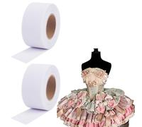 CRAFTMELODY 5.47 Yards Fishbone Hem Tape 1-3/8 Inch Wide Fishbone Boning Lining White Organza Ribbon Frills Hem Sewing Guide for Narrow Rolled Hem Line Curved Hemlines Clothing Sewing Machine