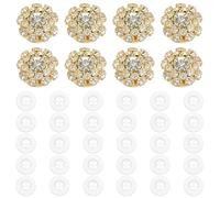 CRAFTMELODY 8Pcs Rhinestone Button Covers Sparkle Golden Rhinestone Cufflinks Decorative Buttons Clips with 30Pcs Plastic Buttons Detachable Sewing Kit Replacement for Women Men Dress Accessories