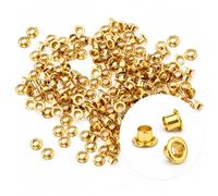 CRAFTMEMORE 1/8 Inch ID Eyelets 3MM Hole Self Backing Eyelet for Bead Cores, Clothes, Leather, Canvas 200pcs (Gold)
