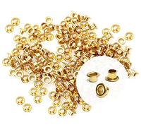 CRAFTMEMORE 1/8 Inch ID Grommets Eyelets 3MM Hole Self Backing Eyelet for Bead Cores, Clothes, Leather, Canvas 200pcs (Gold)