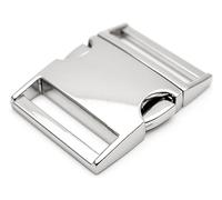 CRAFTMEMORE 1 pc Metal Side Release Buckle Lock for Belt Strap Backpacks Pet Collar JIBK, Silver, 1 1/2 Inches