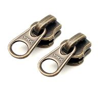 CRAFTMEMORE 10 Pack YKK Zipper Head with 3/4 Inch Pull Tap for Metal Teeth Zipper Tape PTZS (NO.5, Antique Brass)