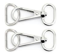 CRAFTMEMORE 10 Sets Silver Snap Hooks Lobster Clasp Swivel Push Gate Fashion Clips with D Rings Craft FSD1 (1 Inch)