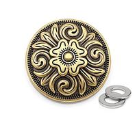 CRAFTMEMORE 2 pcs 1-1/4" Coin Concho Screw Back Navajo Vintage Flower Coin Cowboy Western Texas DIY Leathercraft CHS82 (Antique Brass)