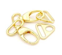 CRAFTMEMORE 2 Sets Fat Swivel Snap Hook with Triangle Rings Push Gate Lobster Claw Clasp for Purse Bags Sewing Accessories (1 Inch, Gold)
