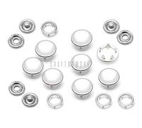 CRAFTMEMORE 20 Sets 10.5MM Cloudy White Pearl Snaps Fasteners Pearl-Like Button for Western Shirt Clothes Popper Studs (Cloudy White)