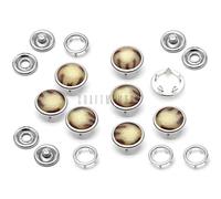 CRAFTMEmore 20 Sets 10.5MM Pearl Snaps Fasteners for Western Shirt Clothes Popper Studs (Brown Marble)
