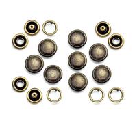 CRAFTMEMORE 20 Sets 12mm Pearl Snaps Fasteners Pearl-Like Prong Snap Button for Western Shirt Clothes Popper Studs - Antique Brass Rim Setting (12 mm, Brown Stone)