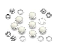 CRAFTMEMORE 20 Sets 12mm Pearl Snaps Fasteners Pearl-Like Prong Snap Button for Western Shirt Clothes Popper Studs Silver Brass Rim Setting (12 mm, White)