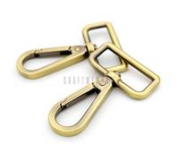 CRAFTMEMORE 2PCS 1-1/2 Inch Push Gate Snap Hooks Metal Swivel Lobster Claw Clasp Purse Hardware SC21 (Brushed Brass)
