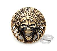 CRAFTMEMORE 2pcs 1-3/8 Inches Indian Head Skull Concho Screw Back Tribal Cheif Coin Conchos Leathercraft CHS24 (Bronze)