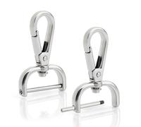 CRAFTMEMORE 2pcs Detachable Snap Hook Swivel Clasp w/Screw Bar VT493 Bag Strap Hardware Replacement (1 Inch, Silver)