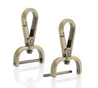 CRAFTMEMORE 2pcs Detachable Snap Hook Swivel Clasp w/Screw Bar VT493 Bag Strap Hardware Replacement (5/8 Inch, Brushed Brass)