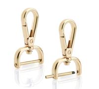 CRAFTMEMORE 2pcs Detachable Snap Hook Swivel Clasp w/Screw Bar VT493 Bag Strap Hardware Replacement (3/4 Inch, Gold)
