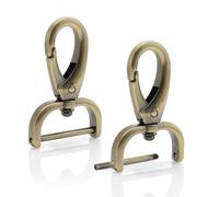 CRAFTMEMORE 2pcs Detachable Snap Hook Swivel Clasp with Screw Bar Bag Hardware Replacement VT501 (1 1/2 Inch, Brushed Brass)