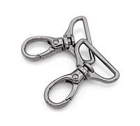 CRAFTMEMORE 2pcs Oval Snap Hooks Heavy Duty Metal Push Gate Swivel Lobster Clasp Keychain Clip Purse Making Accessories SC09 (1 1/4 Inch, Gunmetal Black)