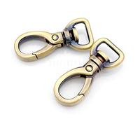 CRAFTMEMORE 2pcs Oval Snap Hooks Heavy Duty Metal Push Gate Swivel Lobster Clasp Keychain Clip Purse Making Accessories SC09 (1/2 Inch, Brushed Brass)