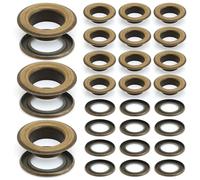 CRAFTMEmore 3/8" (10MM) Hole 100 Sets Grommets Eyelets with Washers for Clothes, Leather, Canvas (Antique Brass)