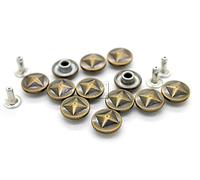 CRAFTMEMORE 3/8" Fancy Leather Rivets Round Rapid Rivet Studs for Bags Belts Bracelets Decoration (50 Pieces, Round Ninja Star)