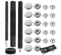 CRAFTMEMORE Brand Metal Button Snap Setter Fastener Kit, 3-Piece with 10 Silver S-Spring Popper Snaps - Pick Size (8mm)