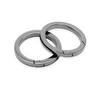 CRAFTMEMORE Metal O Ring Spring Opening Purse Making Snap Trigger Angle-Edge O-Rings Clip Key Ring Holder Bag Hardware 2 pcs (1 Inch, Gunmetal)