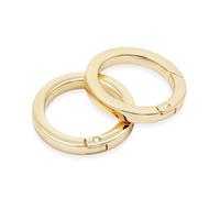 CRAFTMEMORE Metal O Ring Spring Opening Purse Making Snap Trigger Flat Angle-Edge O-Rings Clip Key Ring Holder Bag Hardware 2 Pack (Inside Diameter 1 1/4 Inch, Gold)