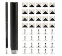 CRAFTMEMORE Pyramid Rivet Setter, Spike Rivet Setting Tool Kit, Hole Punch Cutter, 20 Pyramid Rivets in Silver (10 MM Setter)