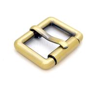 CRAFTMEMORE Single Prong Roller Belt Buckles Square Metal Strap Belt Loop Buckle 4 pcs SCRR (1 Inch, Brushed Brass)