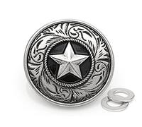 CRAFTMEmore Star Navajo Vintage Screw Back Conchos Cowboy Battle Sheild Leathercraft Embellishment 1-1/4 Inches 2PCS CHS47 (Black Silver)