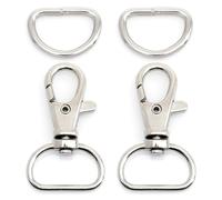 CRAFTMEMORE Swivel Trigger Snap Hooks Classic Lobster Clasps with D-Rings for Purse Strap Lanyard Leather Craft 10 Sets CSD1 (3/4 Inch, Silver)
