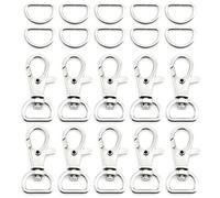 CRAFTMEMORE Swivel Trigger Snap Hooks Classic Lobster Clasps with D-Rings for Purse Strap Lanyard Leather Craft 10 Sets CSD1 (1/2 Inch, Silver)