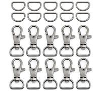 CRAFTMEMORE Swivel Trigger Snap Hooks Classic Lobster Clasps with D-Rings for Purse Strap Lanyard Leather Craft 10 Sets CSD1 (1/2 Inch, Gunmetal)