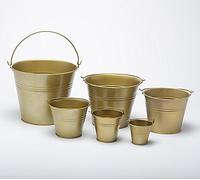 Craftmill Pack of 5 Gold Coloured 12.5cm (5") High Metal Buckets - Pots - Planters for Sweet Tree Kits, Plants, Favours, Storage (W9007)