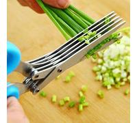 Craftonus 5 Blade Herb Scissor Multi Functional Scissor Stainless Steel Color May Vary Package Includes Cleaning Comb