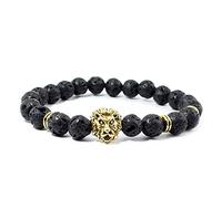 Craftopia Overseas D'vine Fearless Lion Lava Natural Stone Bracelet for Men and Women (B391), Medium, no gemstone