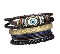 Craftopia Overseas Friendship Day Gifts Special Valentine Gift Diwali Gifts for Family and Friends MenTastic Vintage Evil Eye Bracelet for Men Leather Bracelet for Men Friendship Bracelet, Medium, no,