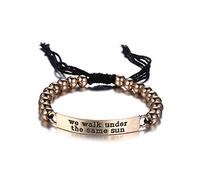 Craftopia Overseas Friendship Day Gifts Special We Walk Under The Same Sun Gold Plated Macrame Inspirational Monogram Bracelet for Women (Free Size), Medium, no gemstone