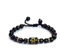 Craftopia Overseas Indian Auspicious Buddhist Tibetan Mantra Om Mani Padme Hum Mantra Engraved Charm Adjustable Bracelet For Men & Women Reiki Healing, Medium, no gemstone