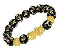 Craftopia Overseas Indian Feng Shui Black Obsidian Bracelet 12MM Pixiu & Dragon for Good Luck, Wealth & To Attract Money Charged by Reiki Grandmaster with Box