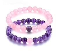 Craftopia Overseas Indian Long Distance Couple-Combo Matching Love Relationship Best Friendship Touch Natural Multi Layer Stone Beads Bracelets., Medium, no gemstone, Medium, no gemstone