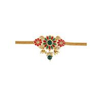 Craftopia Overseas Red-Green Colour Studded Stone Wonderful South Indian Jewellery Armlets for Women Bohemian Armlets: Embrace your free spirit with our unique Boho-inspired designs.
