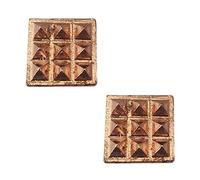 Craftopia Set of 2 Pure Copper Plates with 9 Wish Pyramids Yantra Wall/Door Sticker, Vastu Dosh Nivaran, Good Luck, Money, Vaastu Shastra Remedy, Protection Amulet- Home, Office Decor Item - Brown