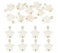 Craftora 10 Pcs Natural Shell Charms Flat Star Shell Pendant Summer Seashell Dangle Charms for Hawaii Beach Bracelet Necklace Earrings Jewelry Making