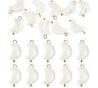 Craftora 10 Pcs Natural Shell Charms Moon Shell Pendant Flat Seashell Link Connector Charms for Women Summer Ocean Beach Necklace Earrings Jewelry Making