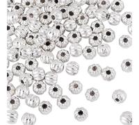 Craftora 100Pcs Silver Spacer Beads 3mm Brass Pumpkin Metal Silver Beads, Long-Lasting Seamless Spacer Bead for DIY Bracelet Necklace Jewelry Making