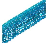 Craftora 11 Strands Faceted Glass Beads Rondelle Crystal Beads Blue Bicone Craft Bead Bulk for Friendship Bracelet Necklace Earring Jewelry Making