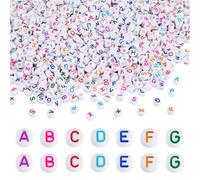Craftora 1140Pcs Chunky Colorful Letter Beads 6x5mm Column Acrylic Alphabet Beads Large Hole Pony Bead for Friendship Bracelet Necklace Jewelry Making