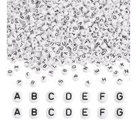 Craftora 1140Pcs Chunky White Letter Beads 6x5mm Column Acrylic Alphabet Beads Large Hole Pony Bead for Friendship Bracelet Necklace Jewelry Making