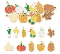 Craftora 11Pcs 304 Stainless Steel Enamel Vegetables Charms Golden Enamel Fruit Vegetables Charms Pendant Mixed Shapes Pendants for DIY Necklace Bracelet Earrings Jewelry Making
